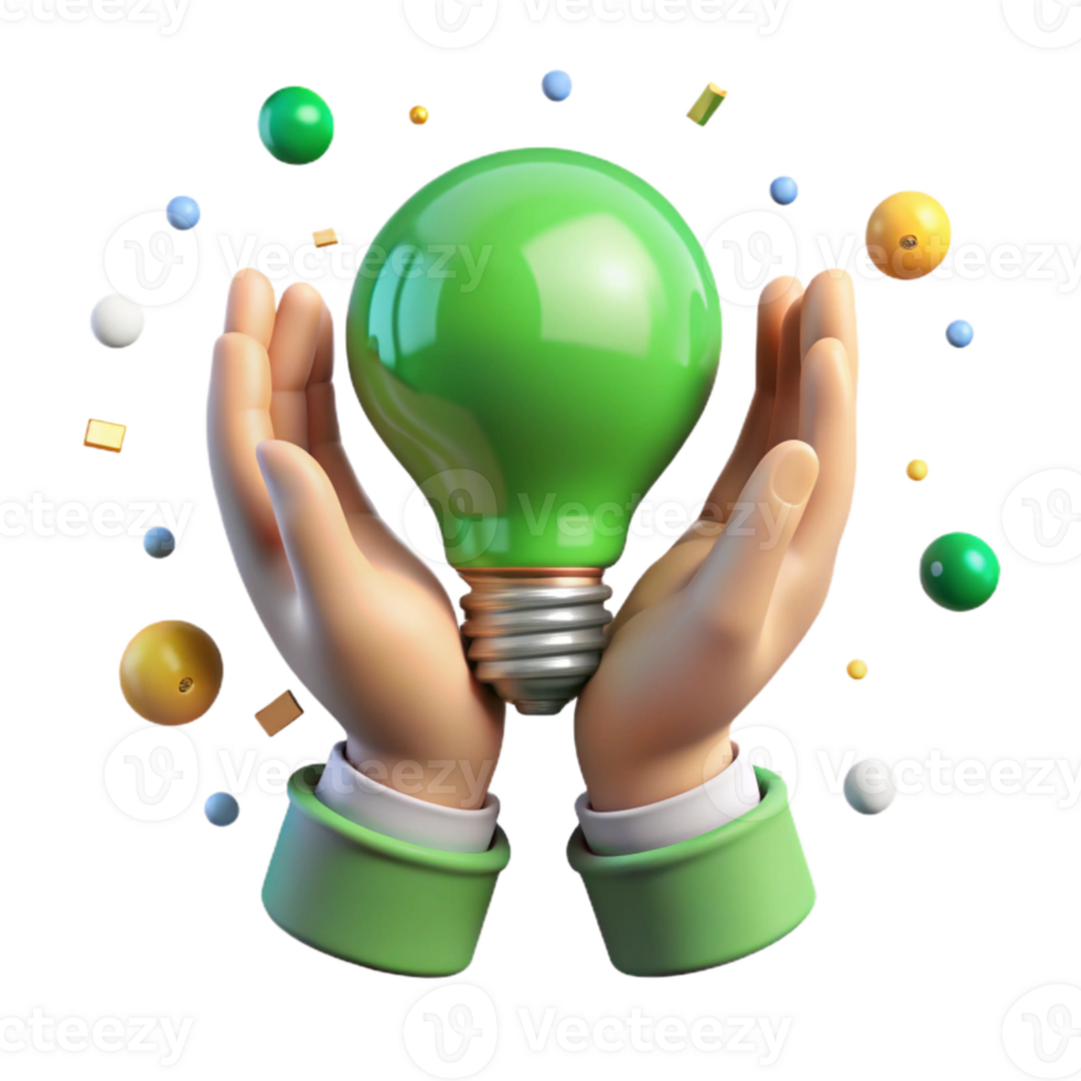 magnificent classic Hands Holding Lightbulb Green Energy Transparent Background png