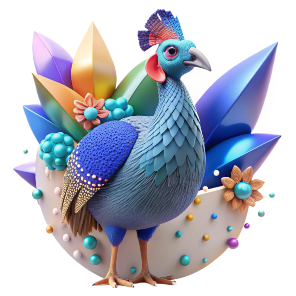 beautiful artistic Guineafowl Transparent Background with Speckled Pattern original png