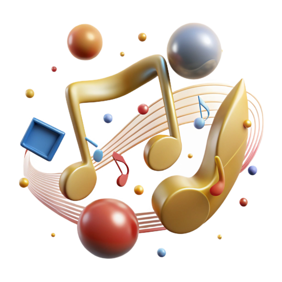 beautiful rustic Hand Drawn Music Notes Cutout Transparent Background Sketch Style premium png