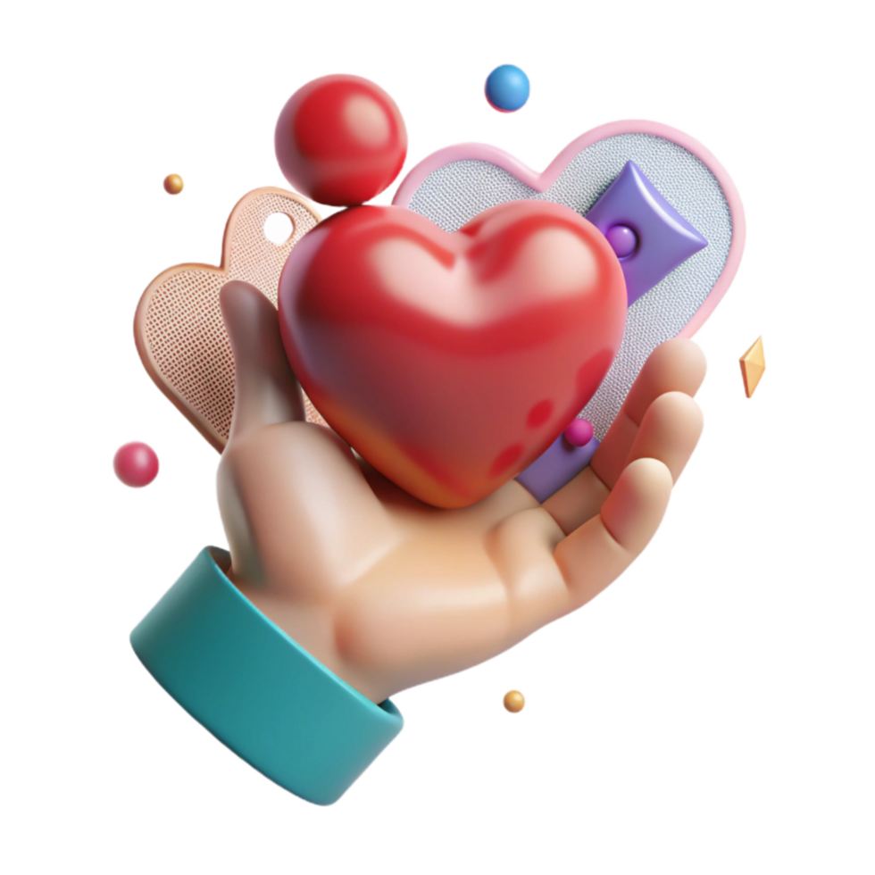 beautiful rustic Hand Holding a Heart Shaped Balloon Cutout with Red Hue professional png