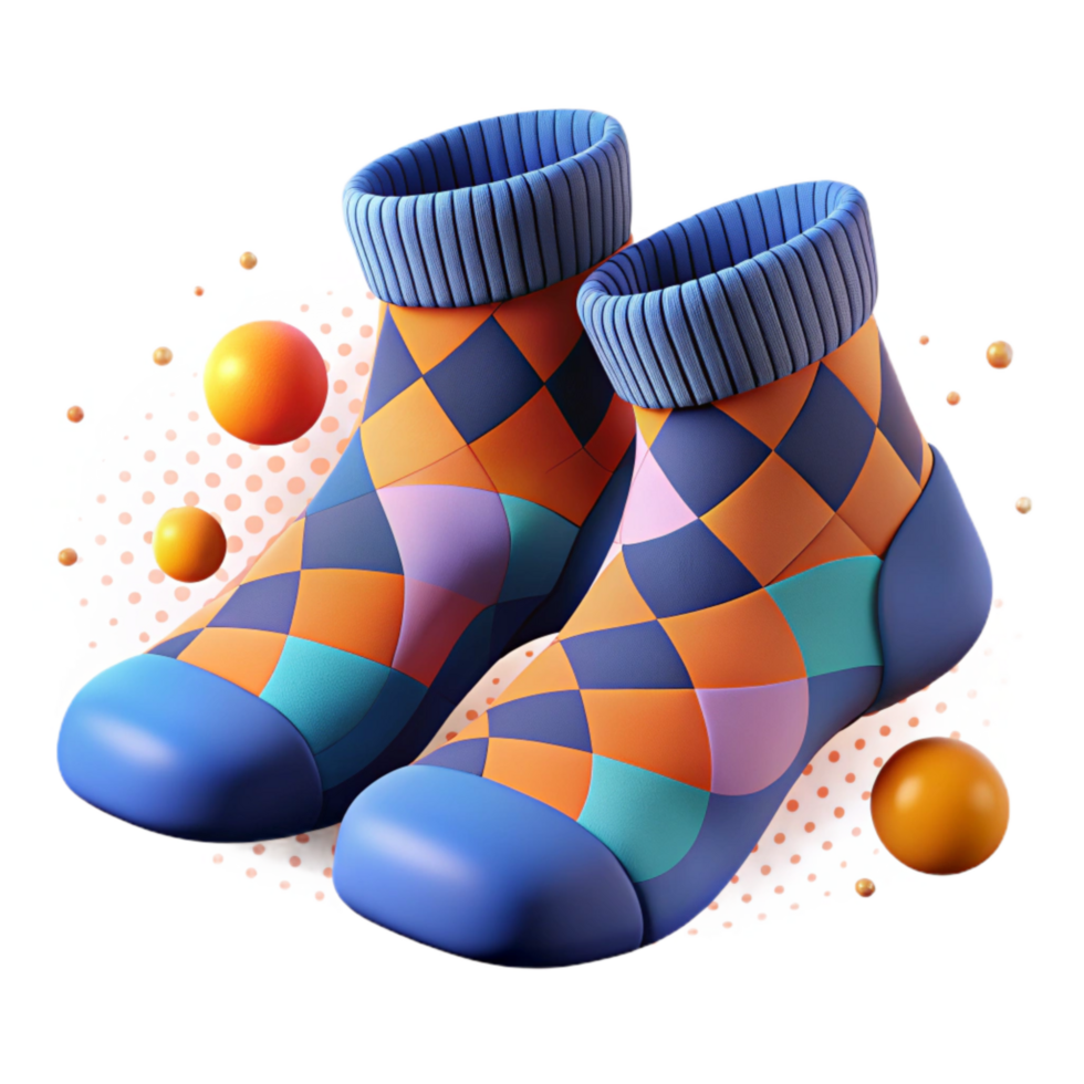 dramatic abstract Hand Knitted Socks with Warm Wool Isolated Element 4K png
