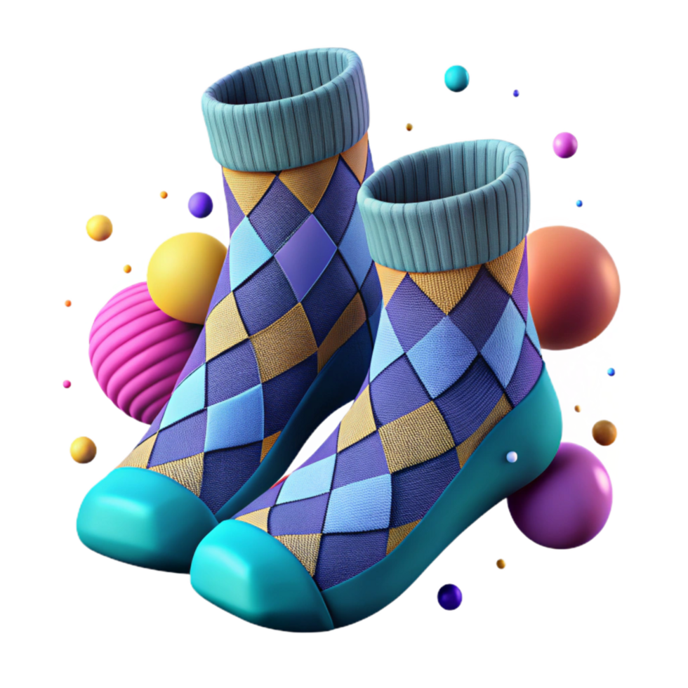 beautiful artistic Hand Knitted Socks with Warm Wool Isolated Element original png