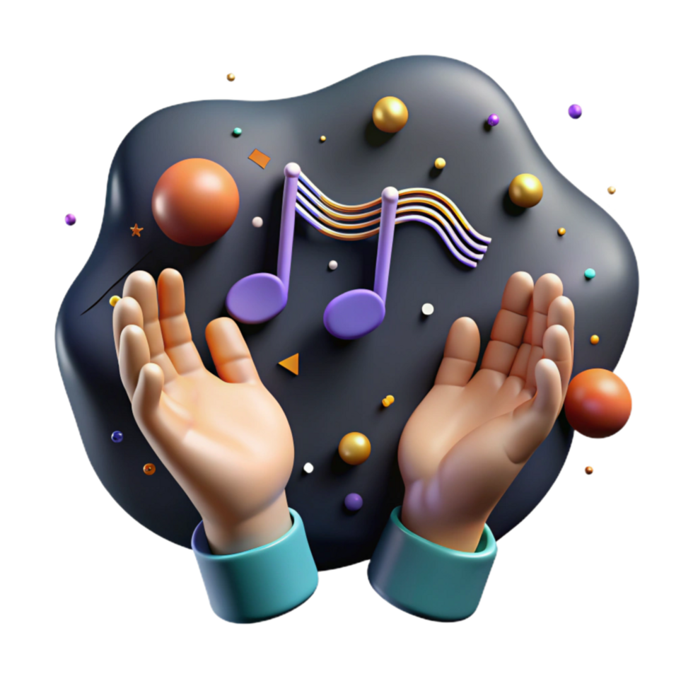 beautiful artistic Hands Holding Music Notes Harmony Isolated premium png