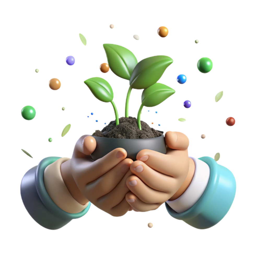 dramatic traditional Hands Holding Seedlings Close Up View Transparent Background high resolution png