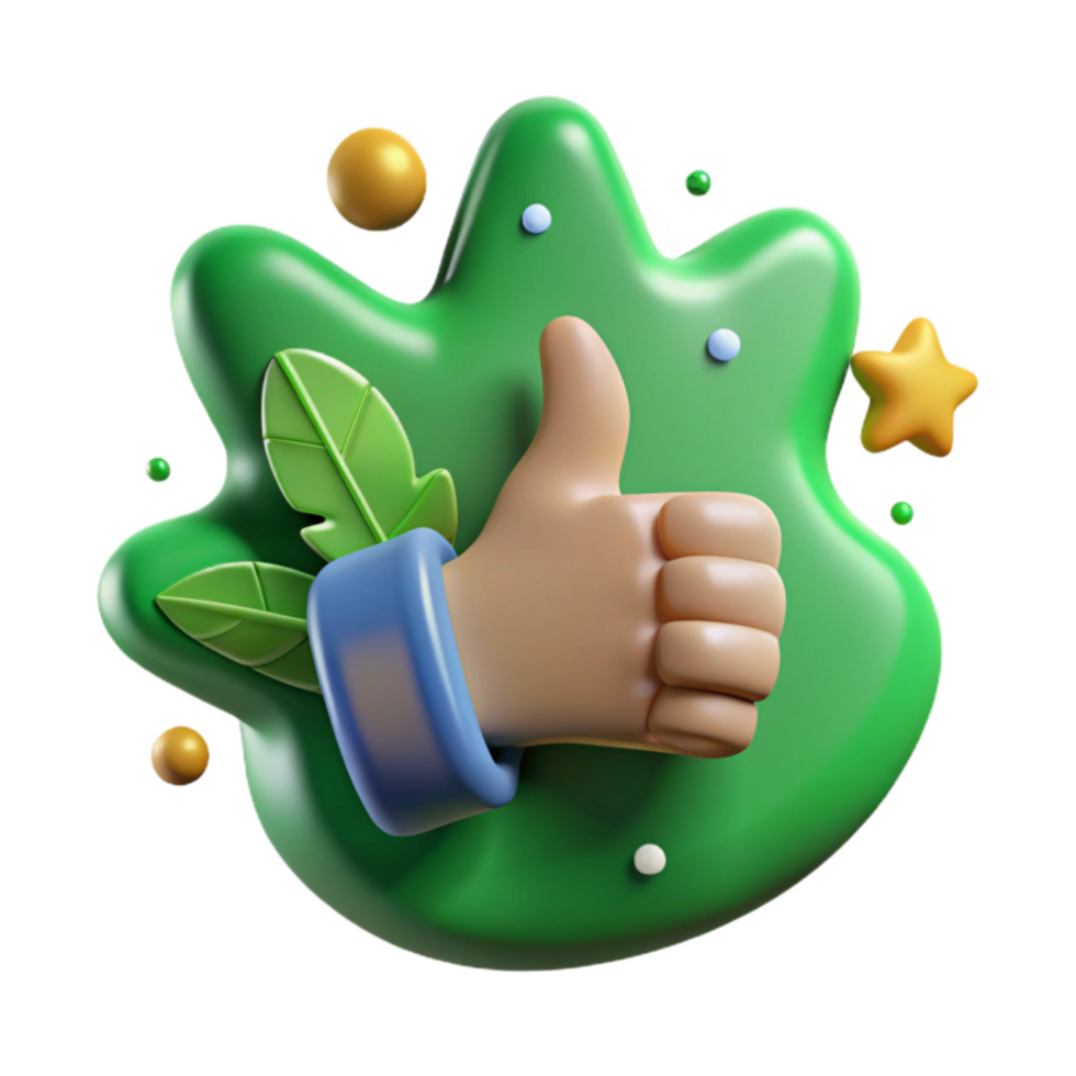 serene modern Green Thumbs Up Icon Simple Design Cutout Element genuine png