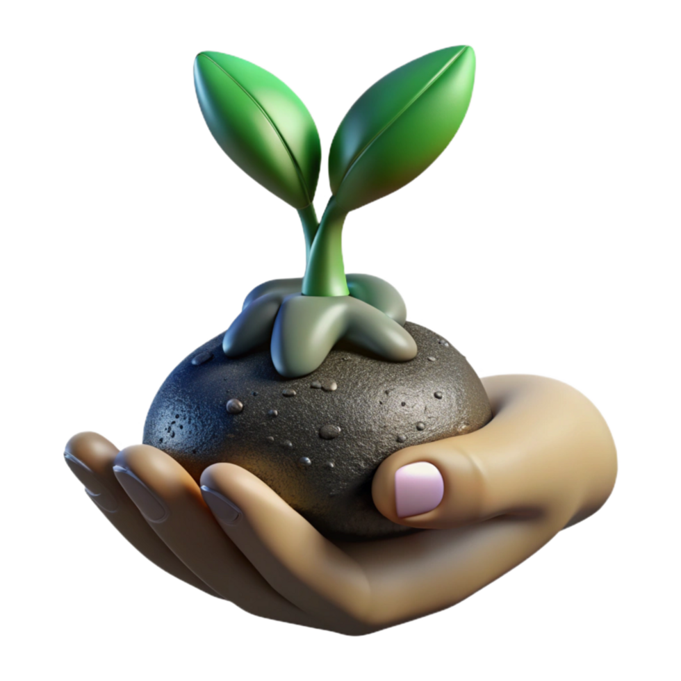 beautiful artistic Helping Hand Holding Seedling Green Cutout high quality png