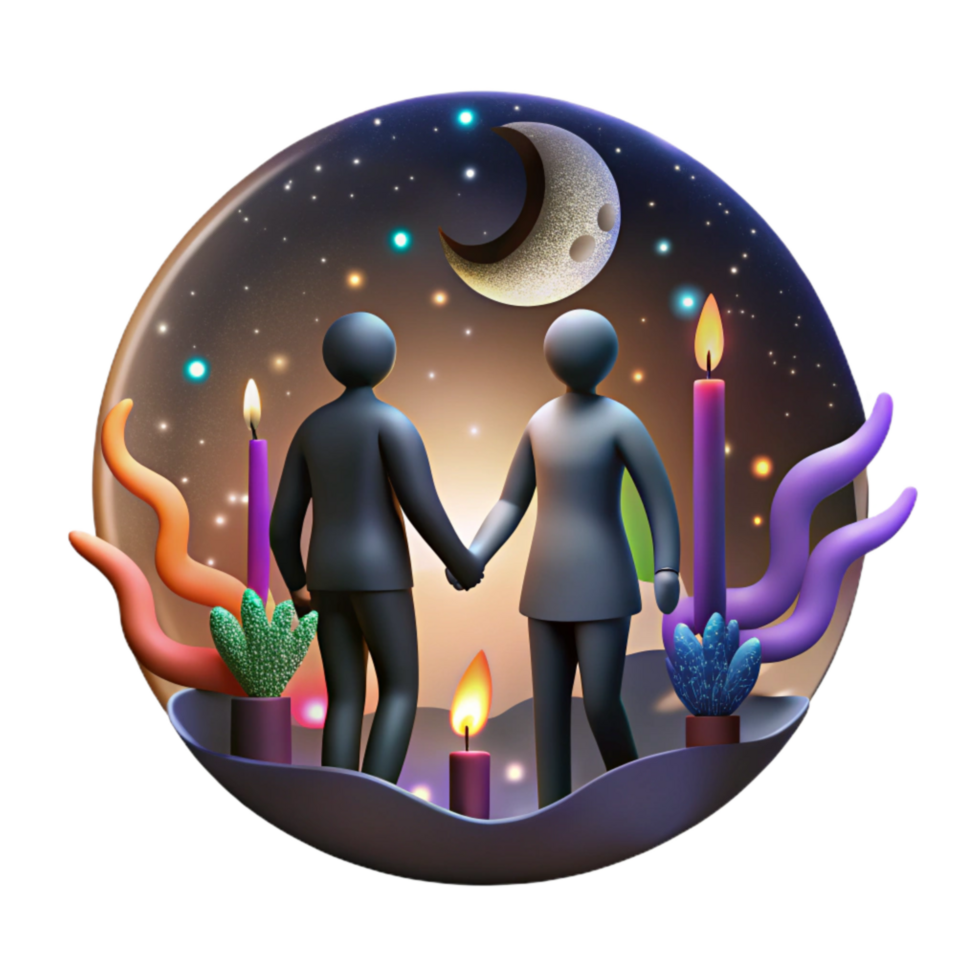 beautiful traditional Holding Hands Silhouette in Moonlight Cutout high resolution png