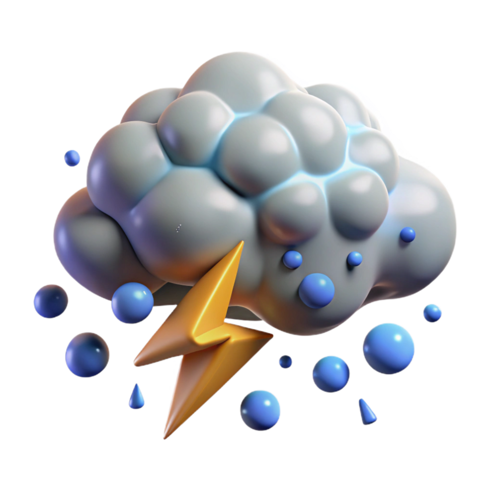 dramatic classic Isolated Hail Cloud with Lightning Cutout professional png