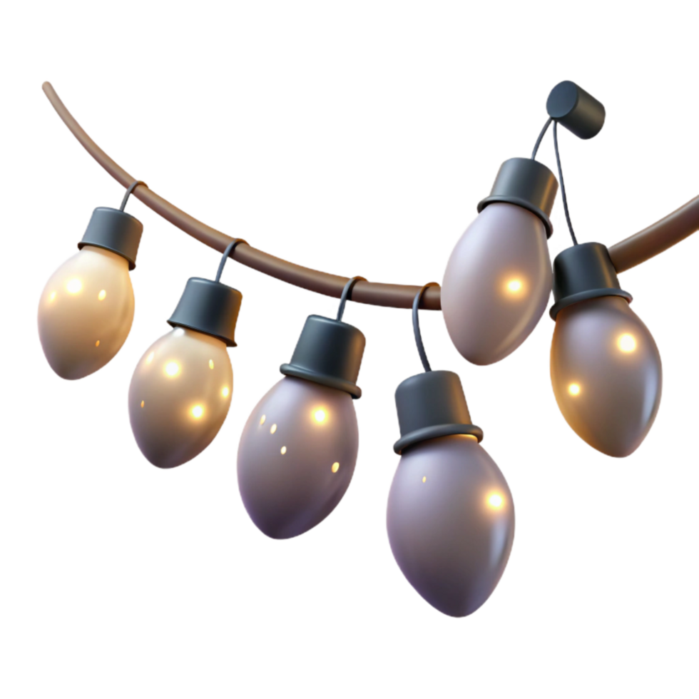 dramatic abstract Holiday String Lights Twinkling Softly Isolated on Transparent Background high quality png