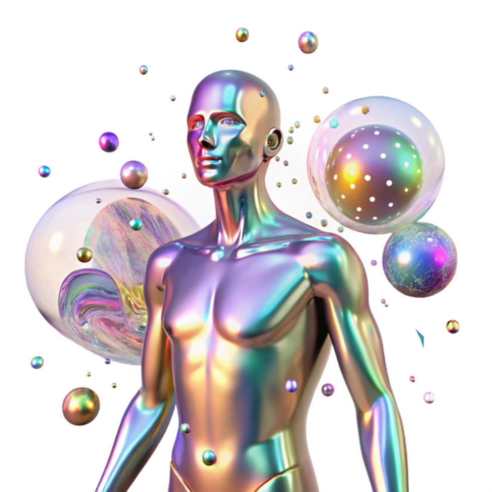 beautiful artistic Holographic Projection of Human Body Transparent Background exclusive png