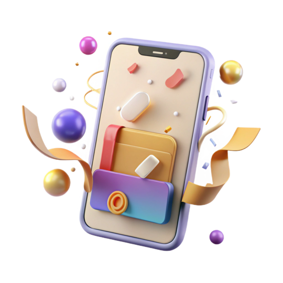 dramatic artistic Perspective View Mobile App Interface Transparent Background png