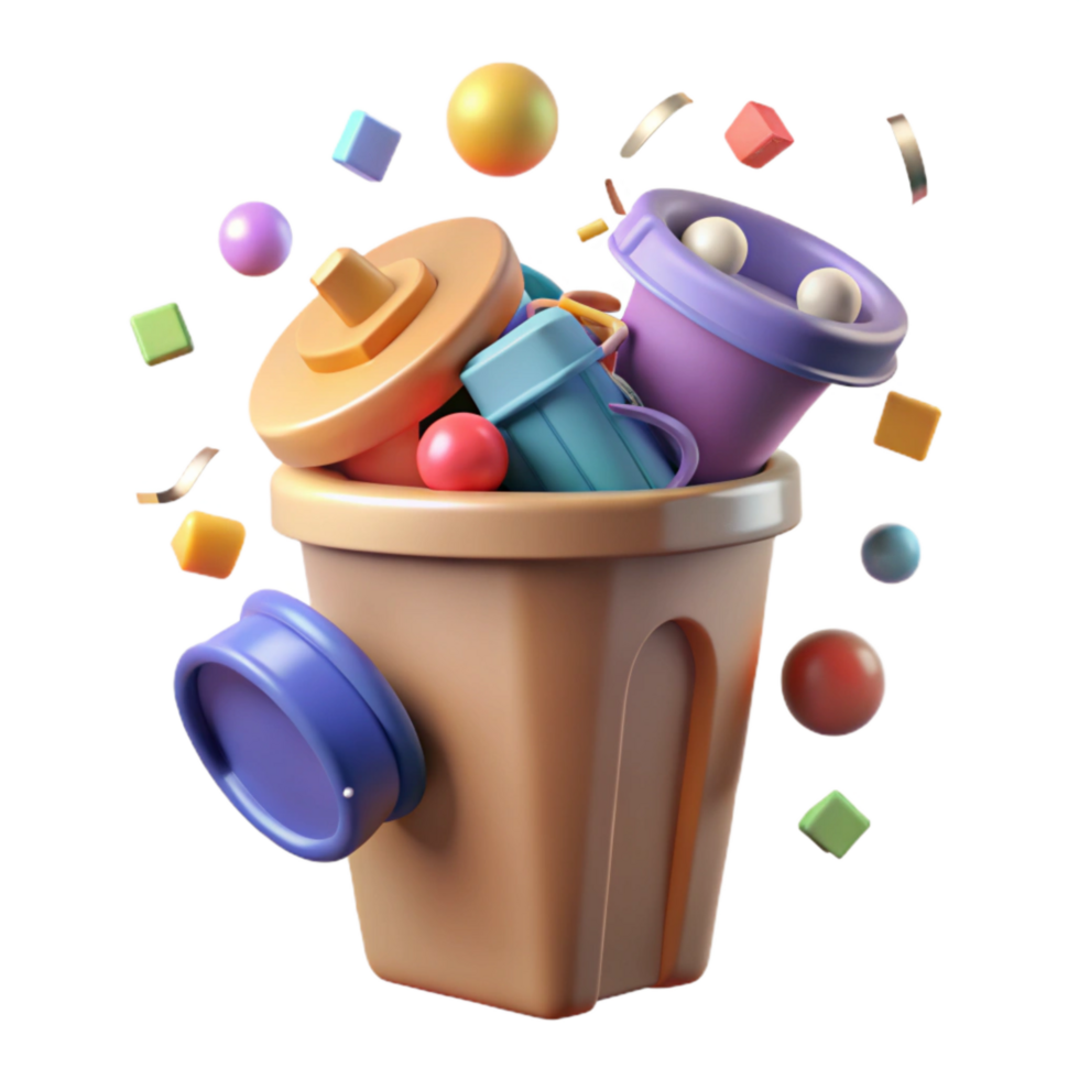 elegant rustic Recycle Bin with Different Colored Lids Transparent Background professional png