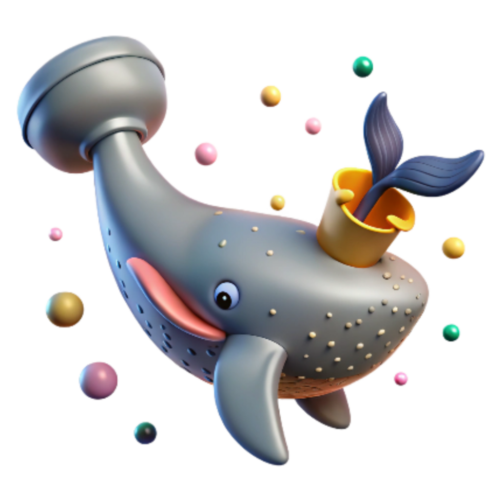 dramatic artistic Gray Whale Spout with Noise Pollution Overlay Transparent Background premium png