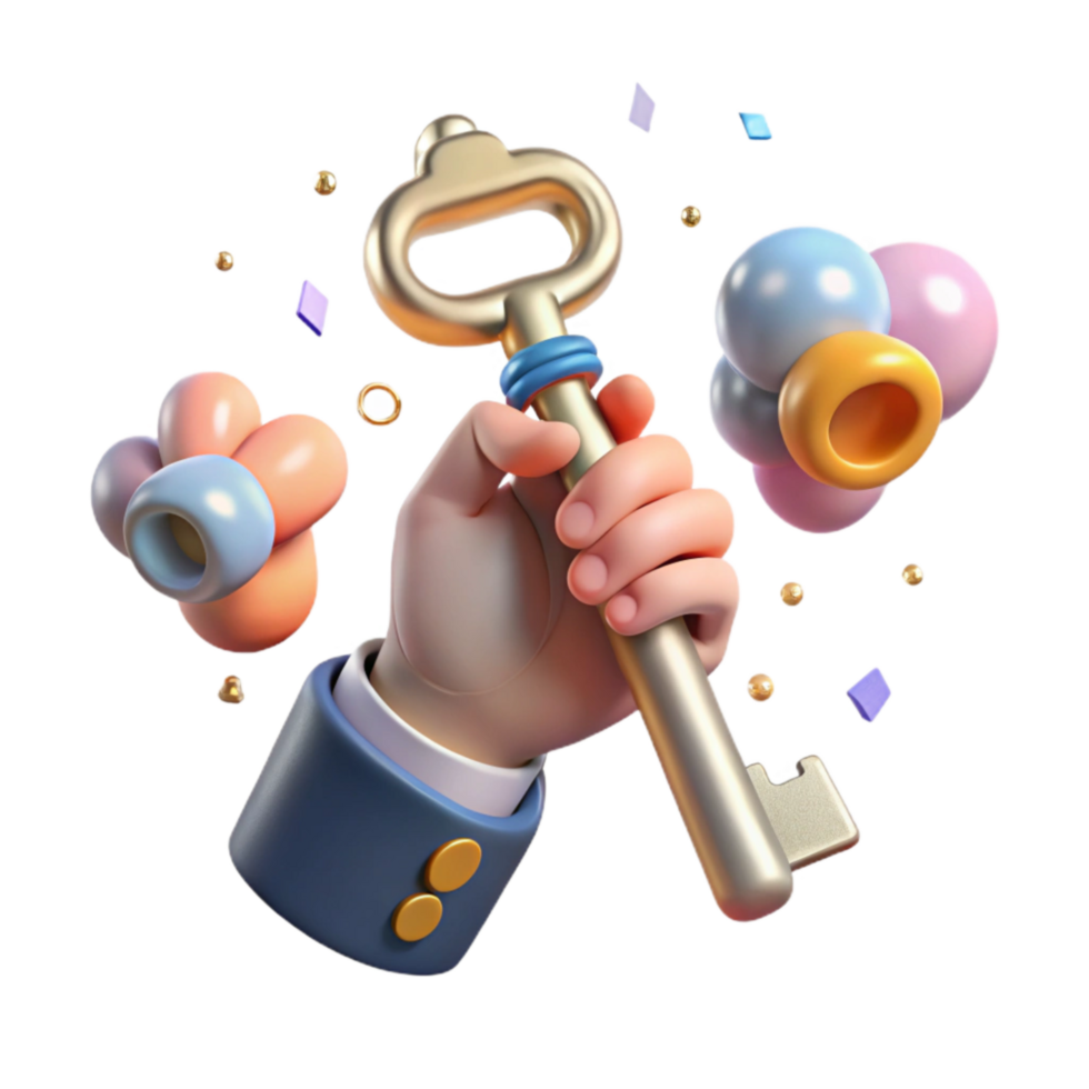 stunning modern Hand Holding Up Key Isolated Element png