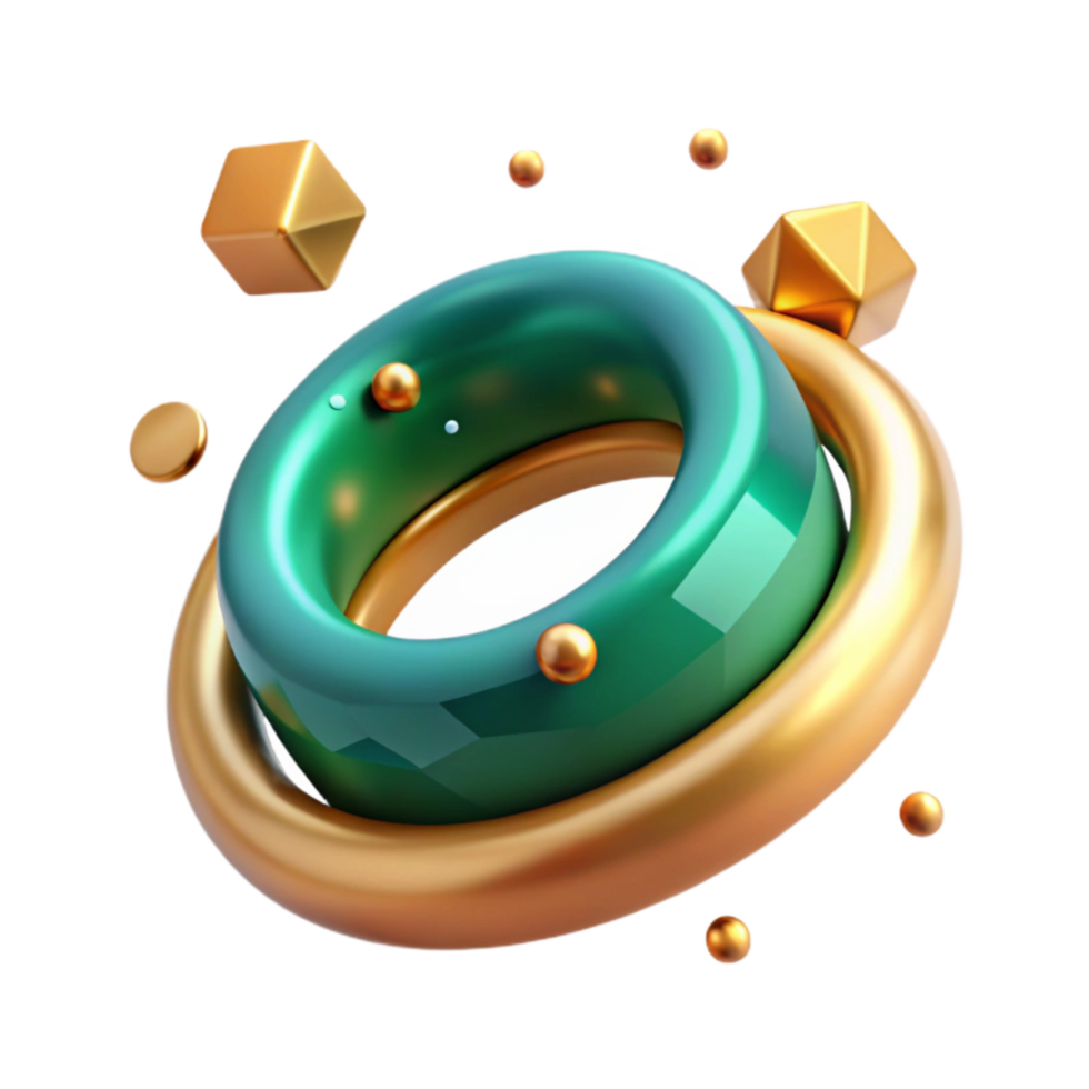 stunning contemporary Golden Ring with Emerald Isolated on a Transparent Background premium png