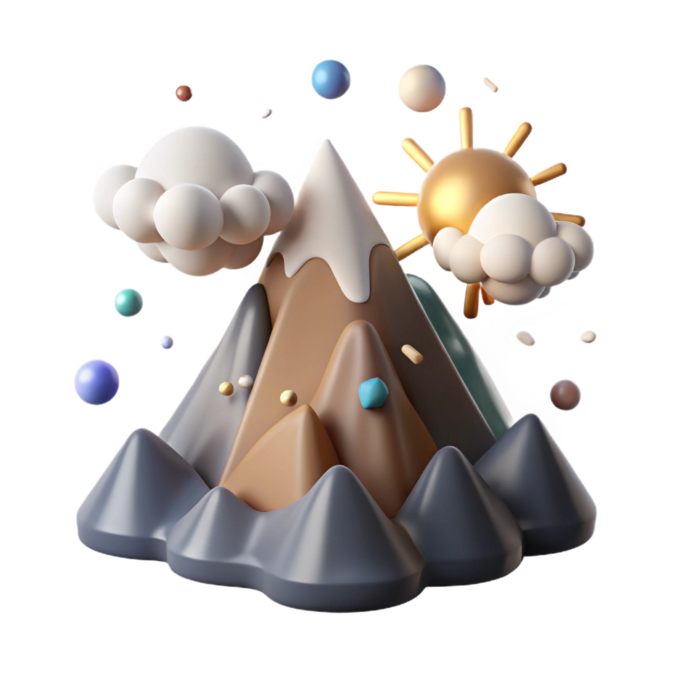 extraordinary traditional Mountain Peak with Clouds Cutout with Fluffy Clouds high resolution png