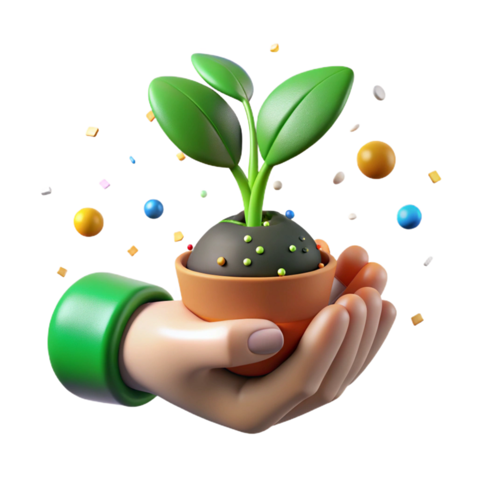 beautiful traditional Green Thumb Holding Seedling Isolated authentic png
