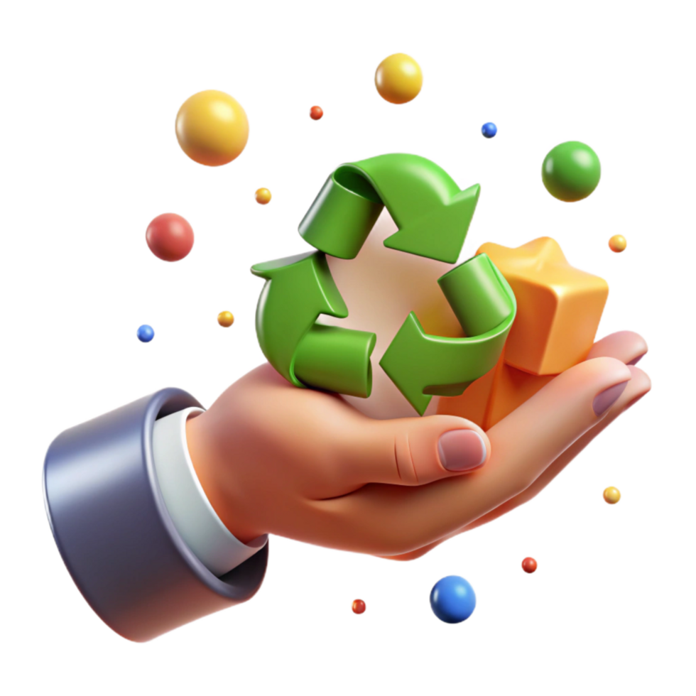 magnificent rustic Hand Holding Recycling Symbol Cutout Element genuine png