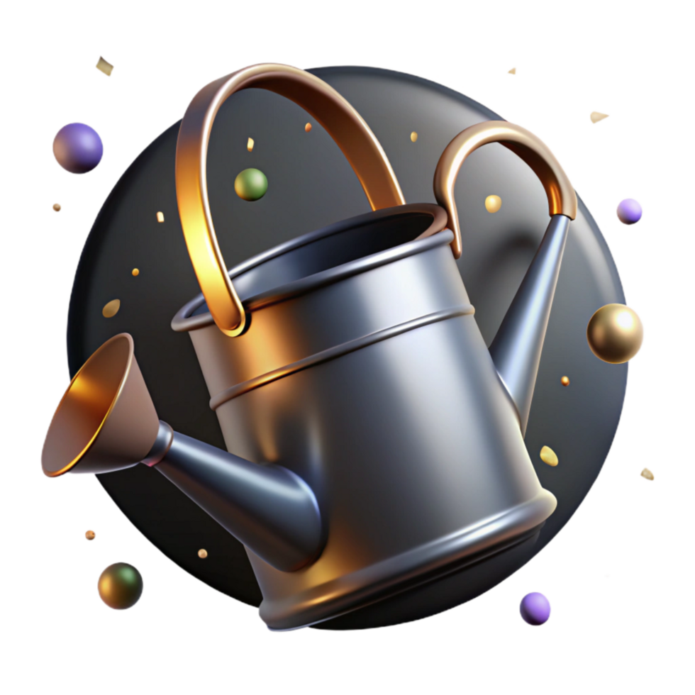 beautiful artistic Metal Watering Can with a Rustic Finish Cutout professional png