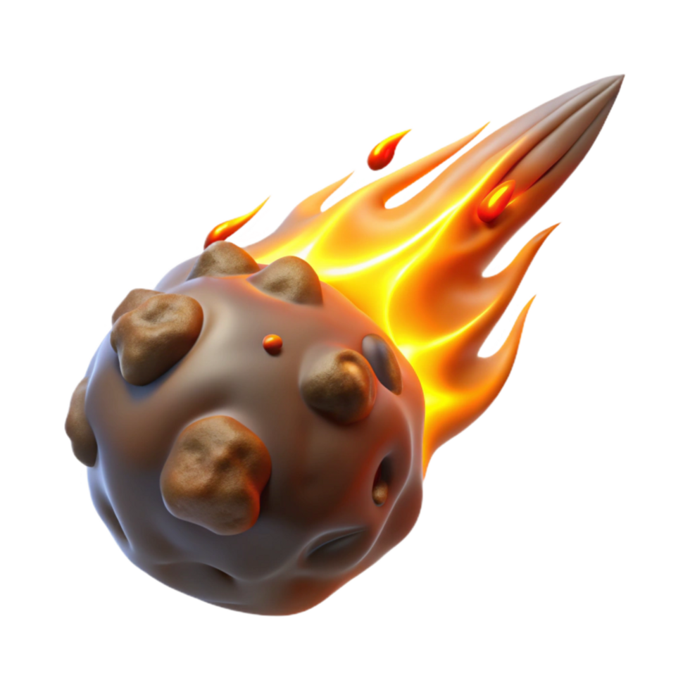 beautiful artistic Meteor Burning Up in Atmosphere Fiery Trail Isolated Cutout high quality png