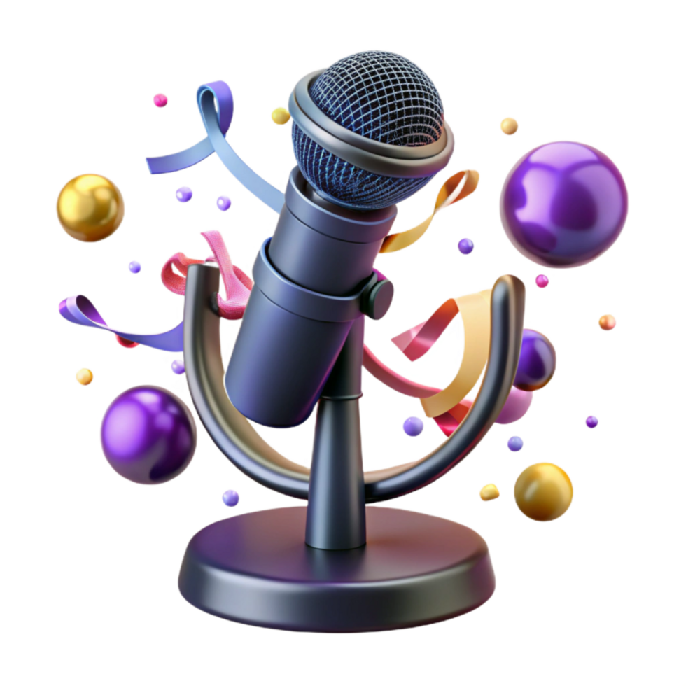 beautiful rustic Microphone with Stand Studio Lighting Transparent Background original png