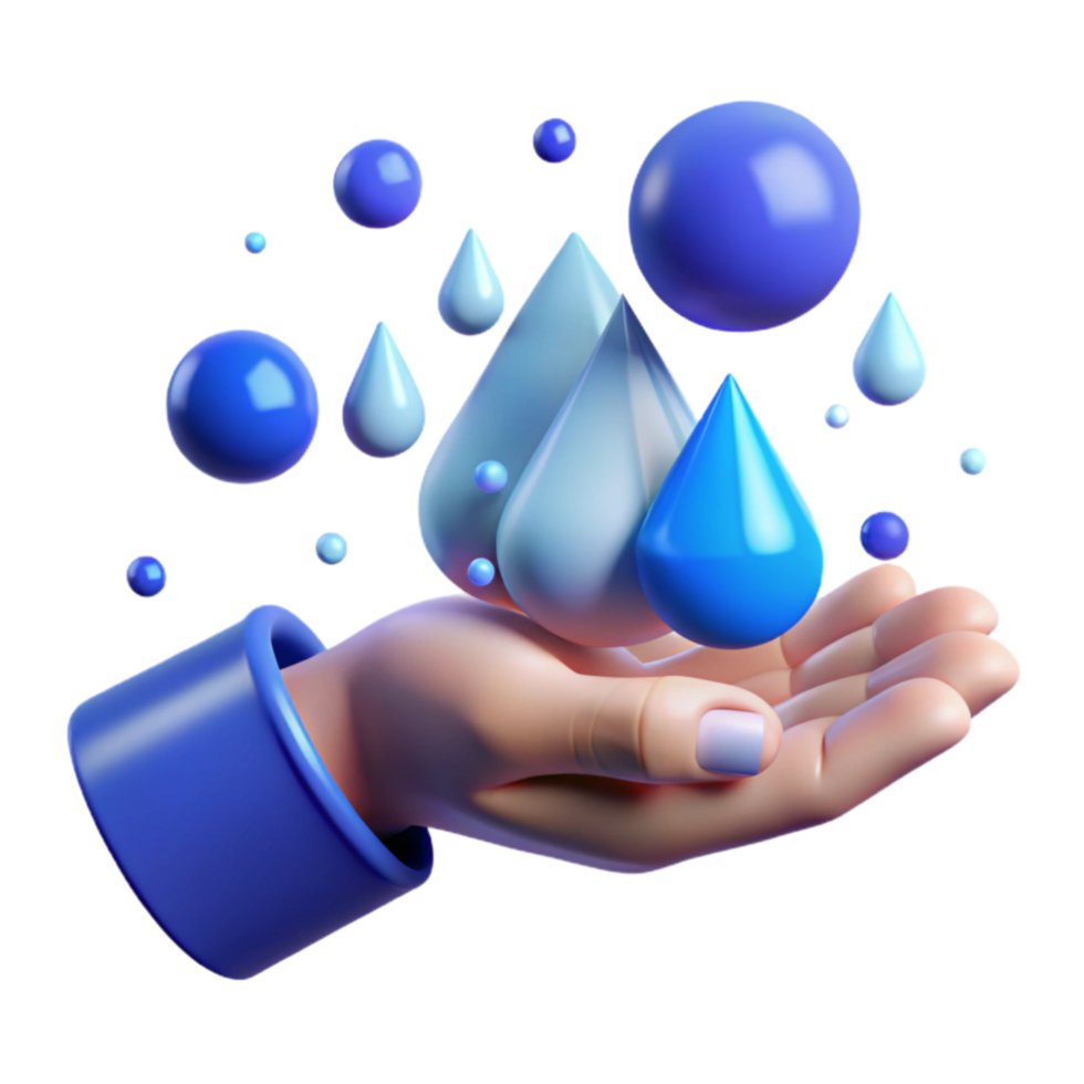 stunning rustic Open Hand Receiving Rain Drops Isolated Element with Blue Hues high resolution png