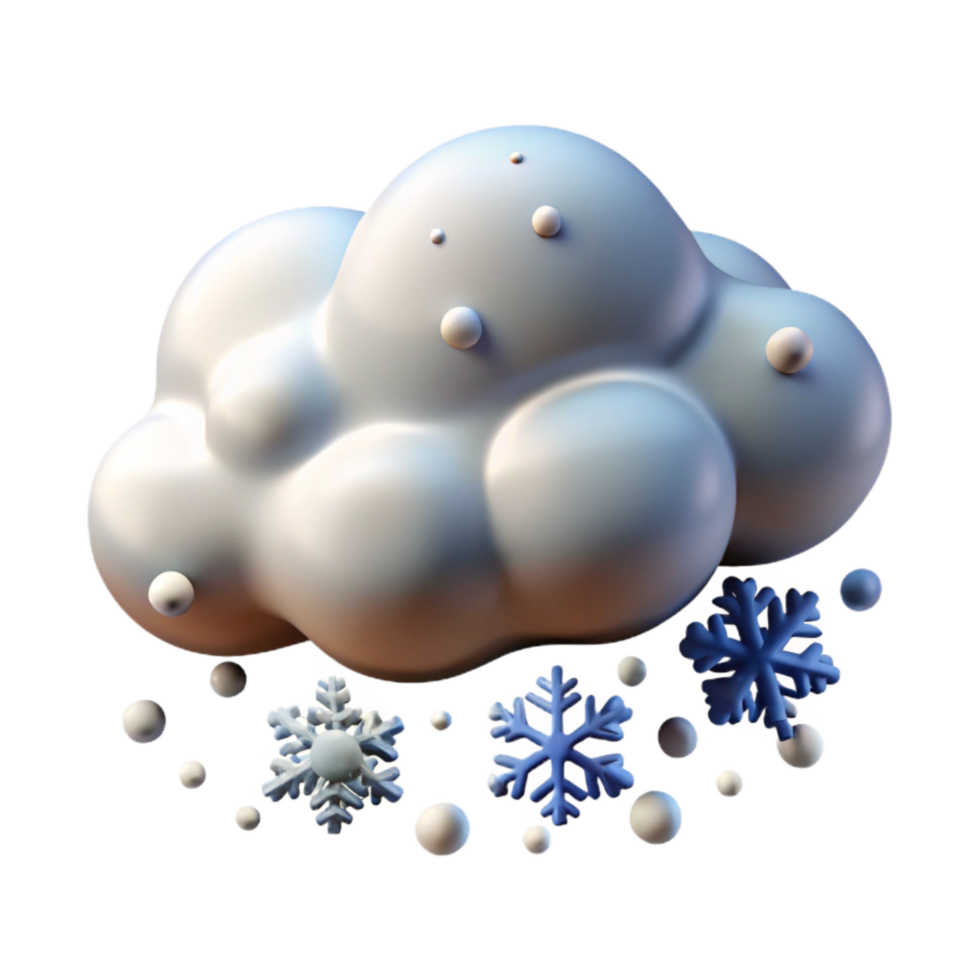 magnificent minimalist Heavy Snow Cloud with Falling Snowflakes Transparent Background detailed png