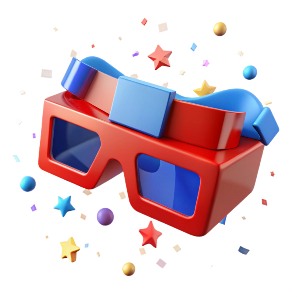 elegant creative Red and Blue 3d Glasses Isolated on Transparent Background high quality png