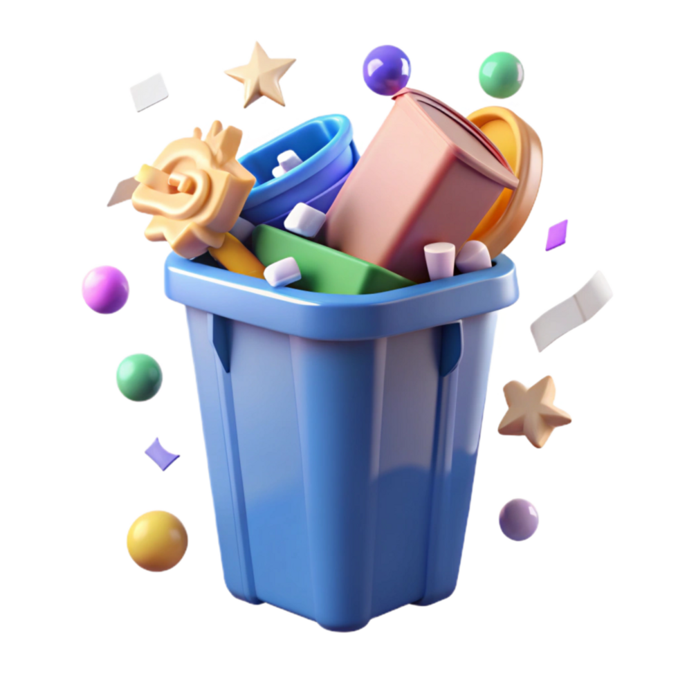 beautiful traditional Recycling Bin with Overflowing Plastic Isolated original png