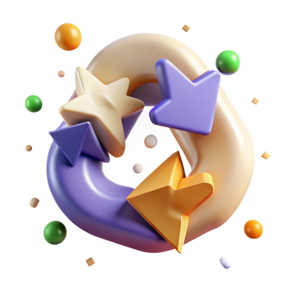 beautiful artistic Recycling Symbol with Arrows Transparent Background professional png