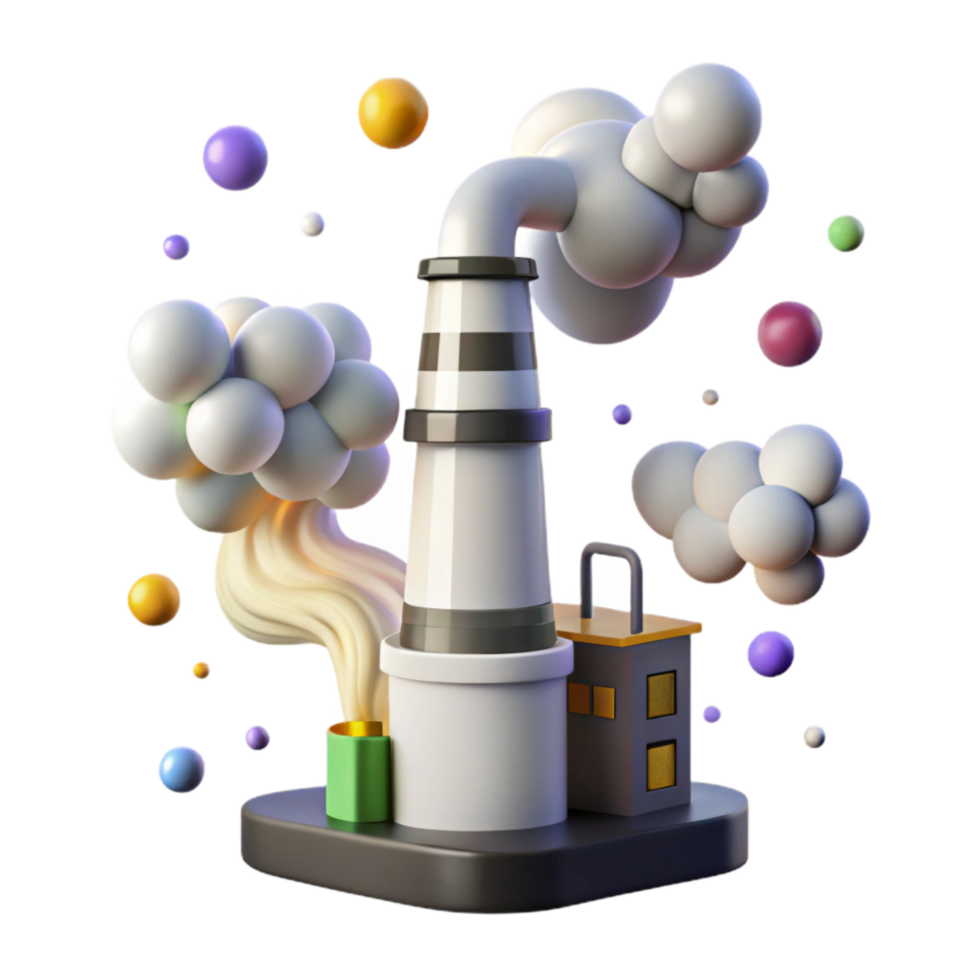 impressive creative Industrial Smokestack Fumes Isolated with White and Gray Smoke png