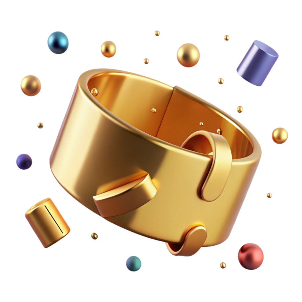 serene traditional Golden Cuff Bracelet Isolated with High Contrast Lighting exclusive png