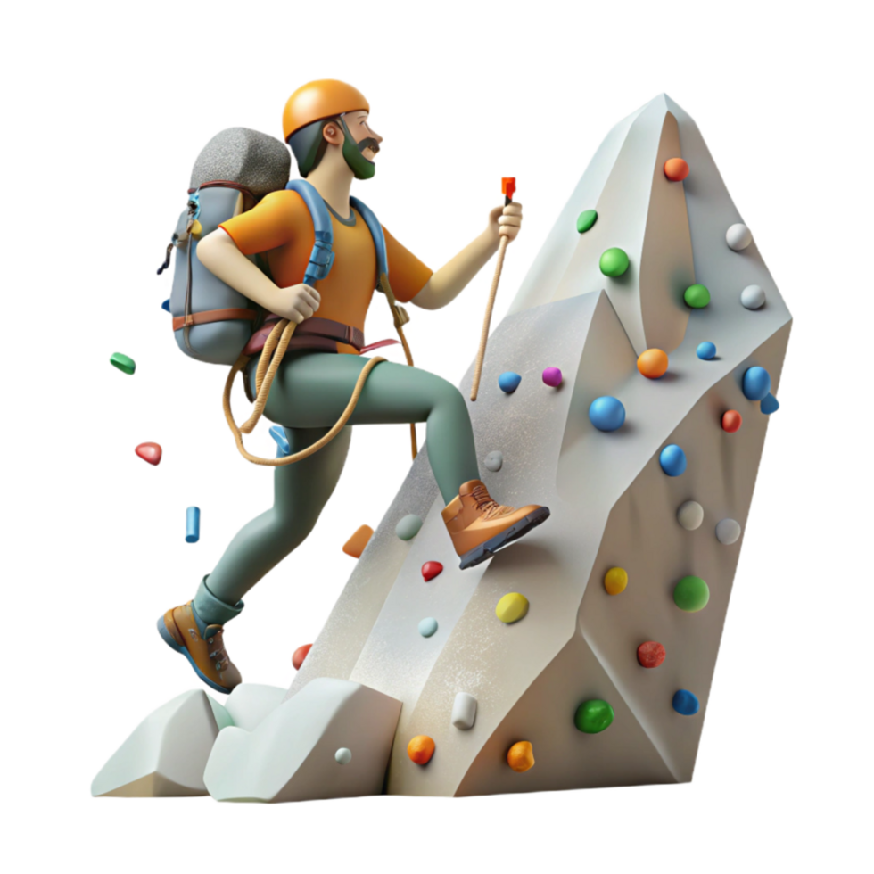 beautiful artistic Mountain Climber Reaching Summit Cutout exclusive png