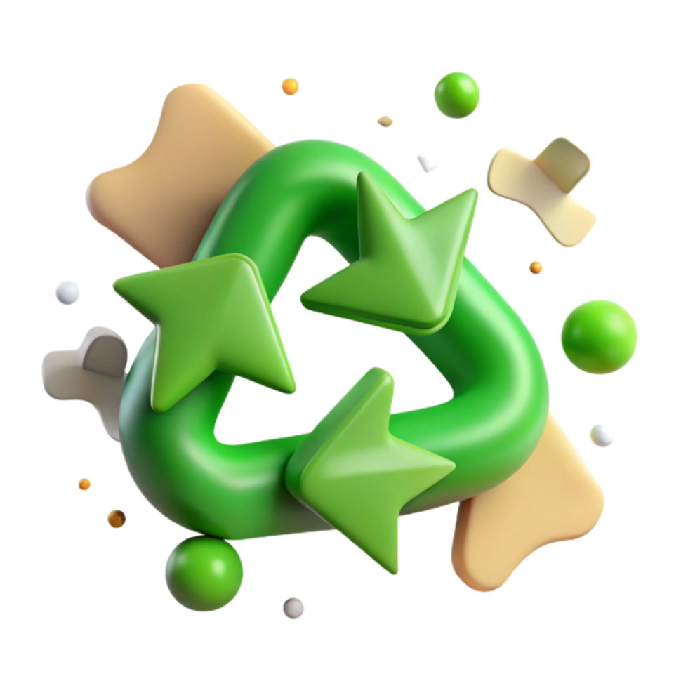 elegant contemporary Green Recycling Symbol Arrows with Transparent Background genuine png