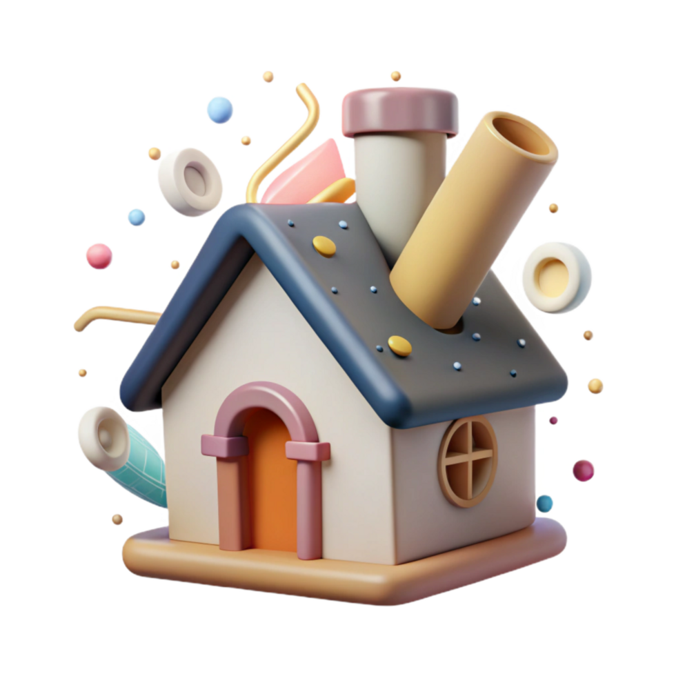 wonderful minimalist House Symbol Cutout with Chimney png