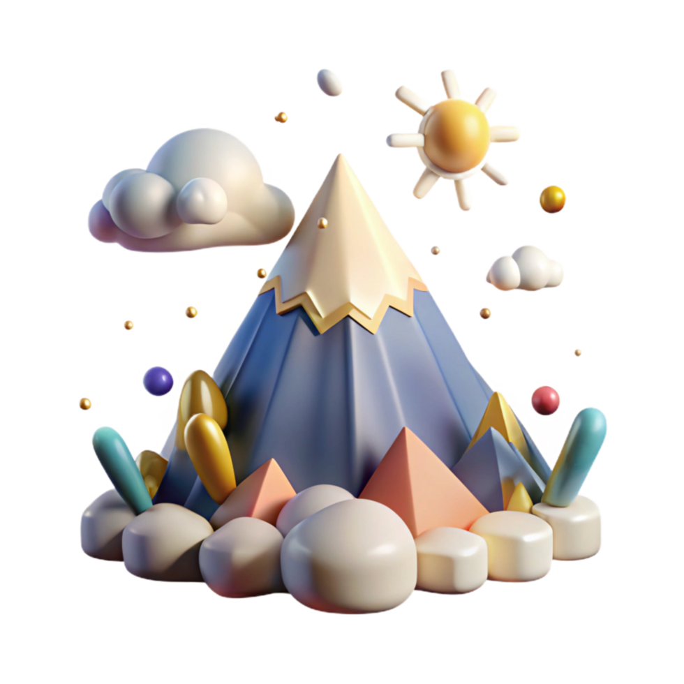 wonderful creative Mountain Peak with Clouds Cutout with Fluffy Clouds original png