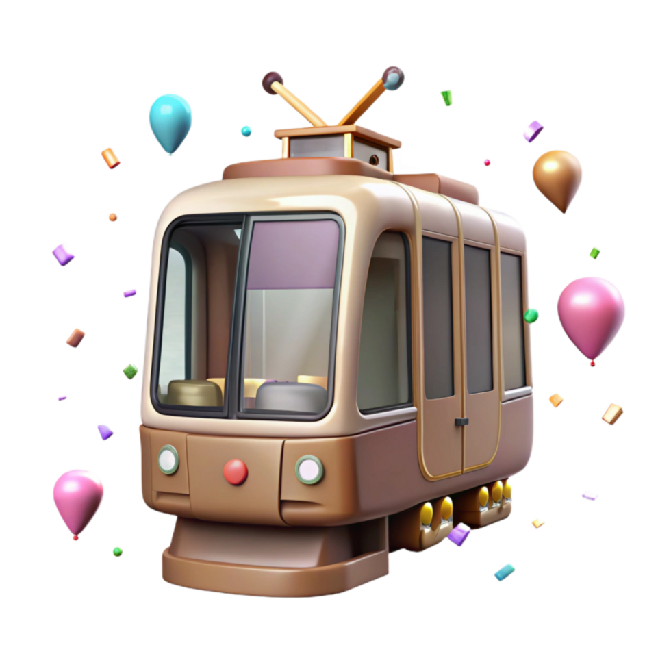 dramatic rustic Modern Tram Front View Isolated high quality png