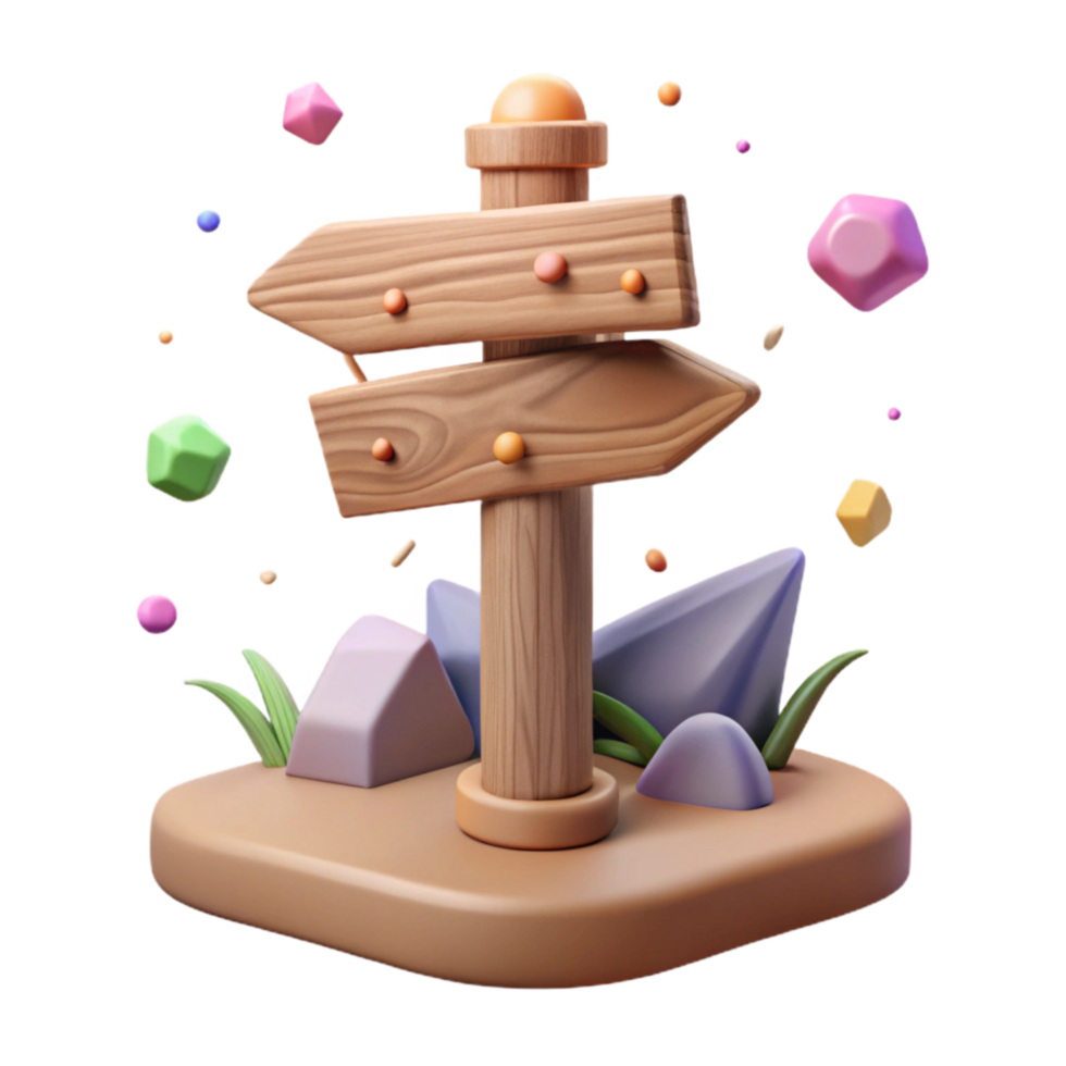 impressive classic Hiking Trail Signpost Wooden Post Cutout authentic png