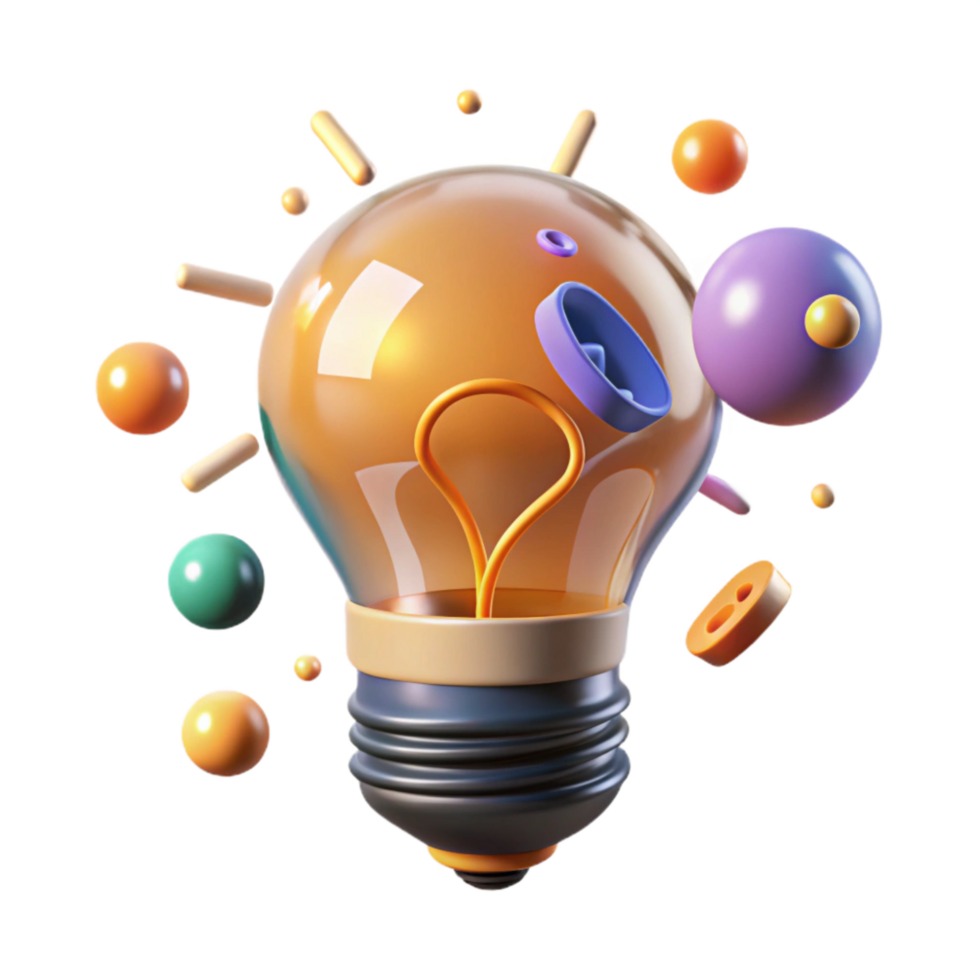 vibrant creative Glowing Lightbulb Symbolizing Renewable Energy Isolated detailed png