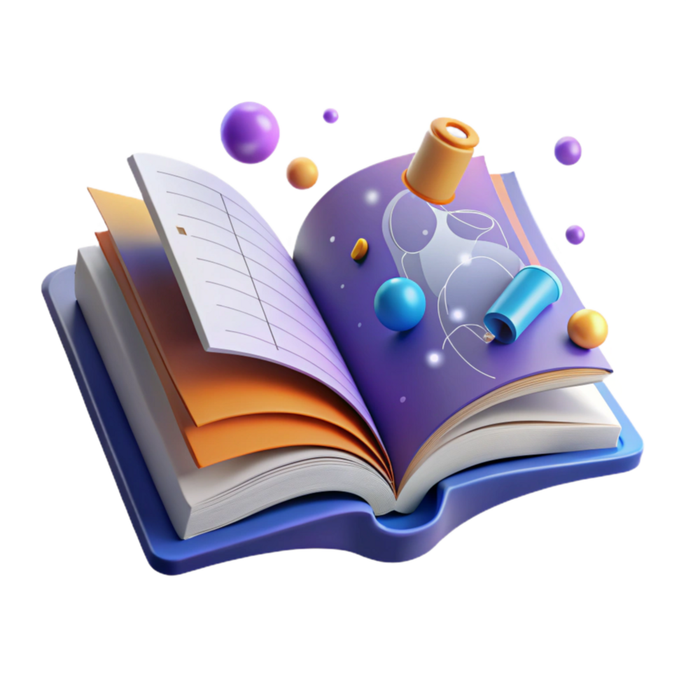 beautiful traditional Open Book with Mathematical Formulas Isolated Cutout detailed png