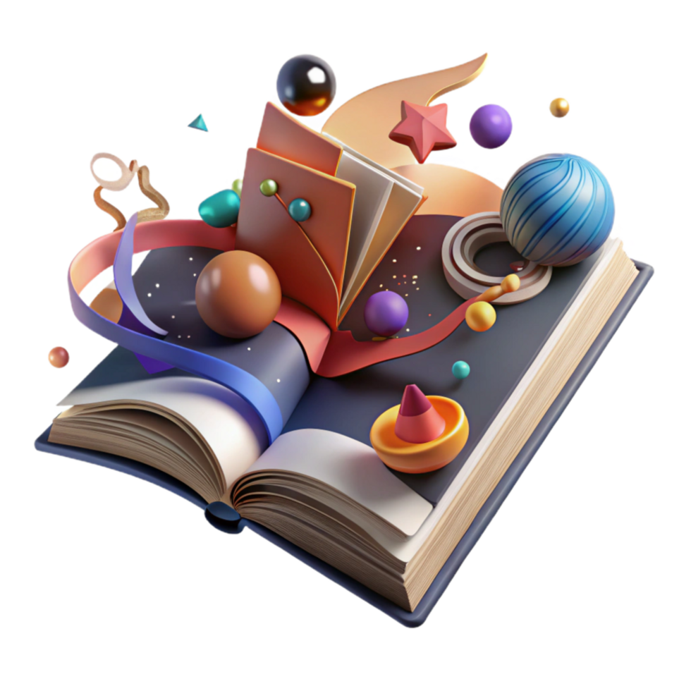 beautiful artistic Open Book with Cultural Symbols Cutout exclusive png