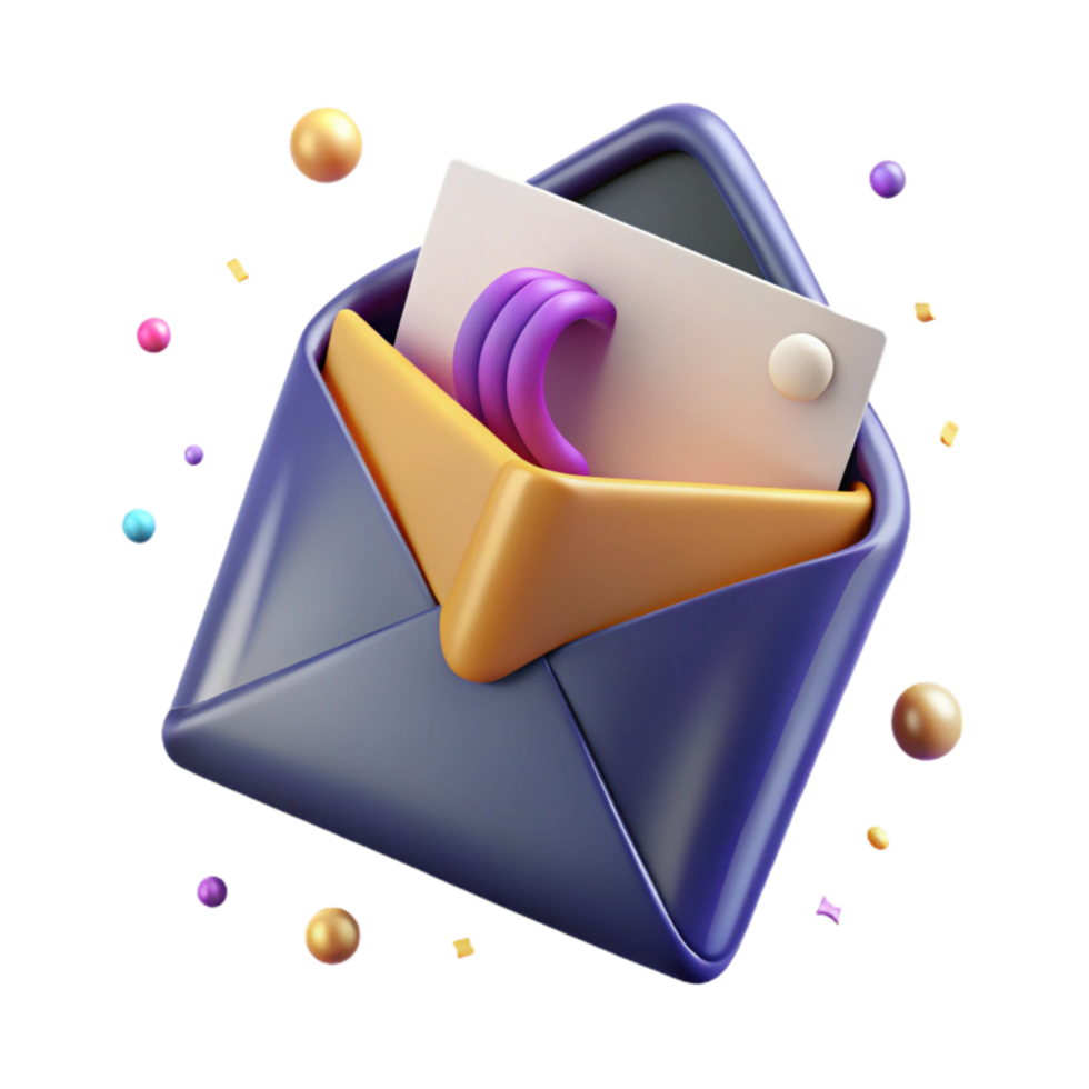 beautiful artistic Open Mail Envelope with Letter Inside Isolated genuine png