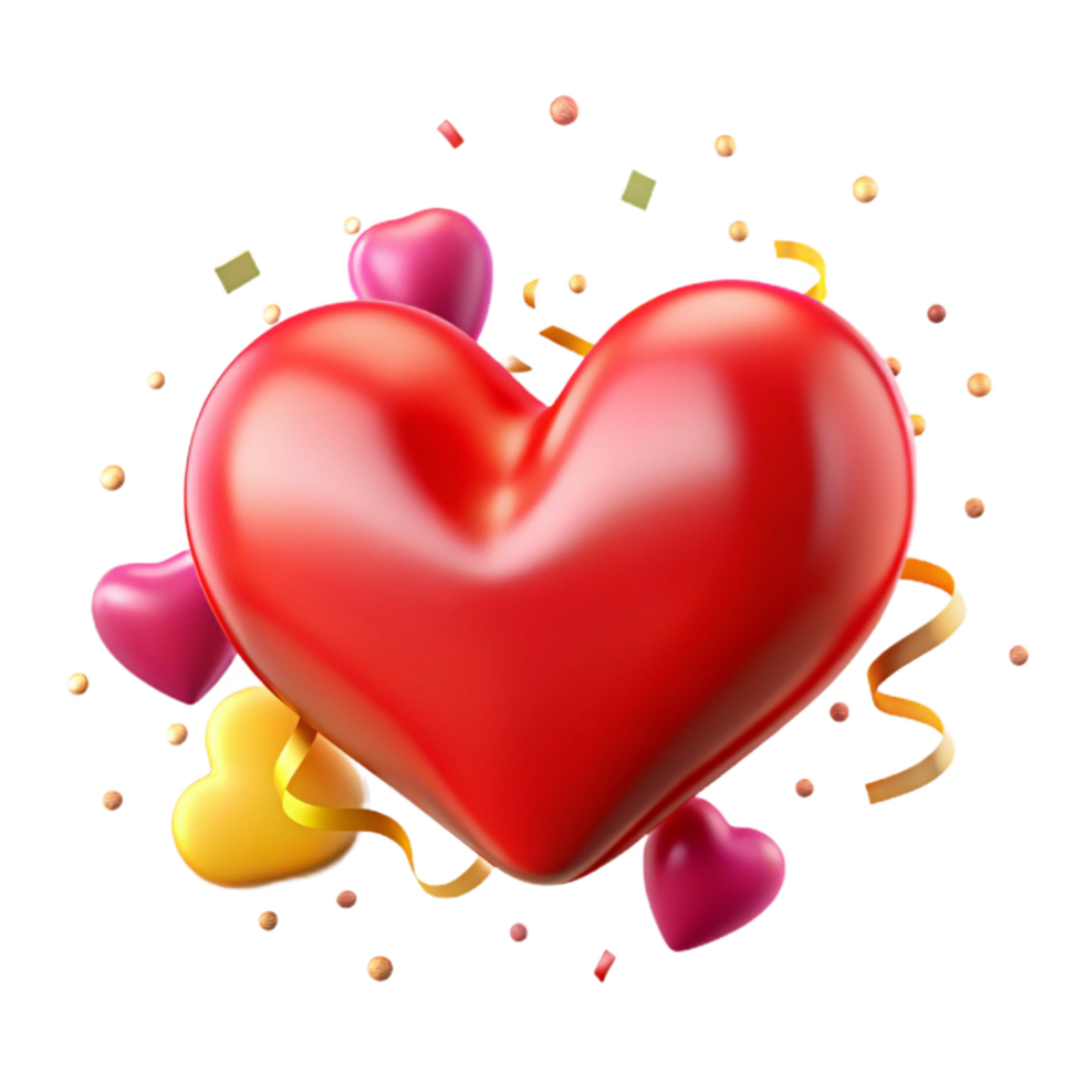 elegant vintage Red Heart Shape Love Symbol Isolated Element professional png