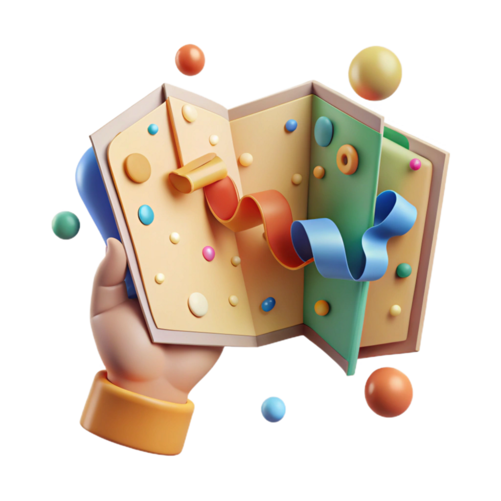 wonderful abstract Hand Holding Open Map Isolated png