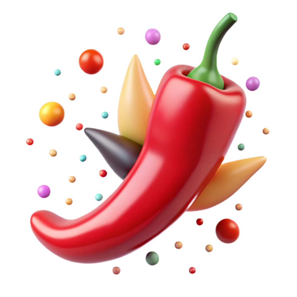 vibrant modern Red Chili Pepper Cutout with Stem Detail original png