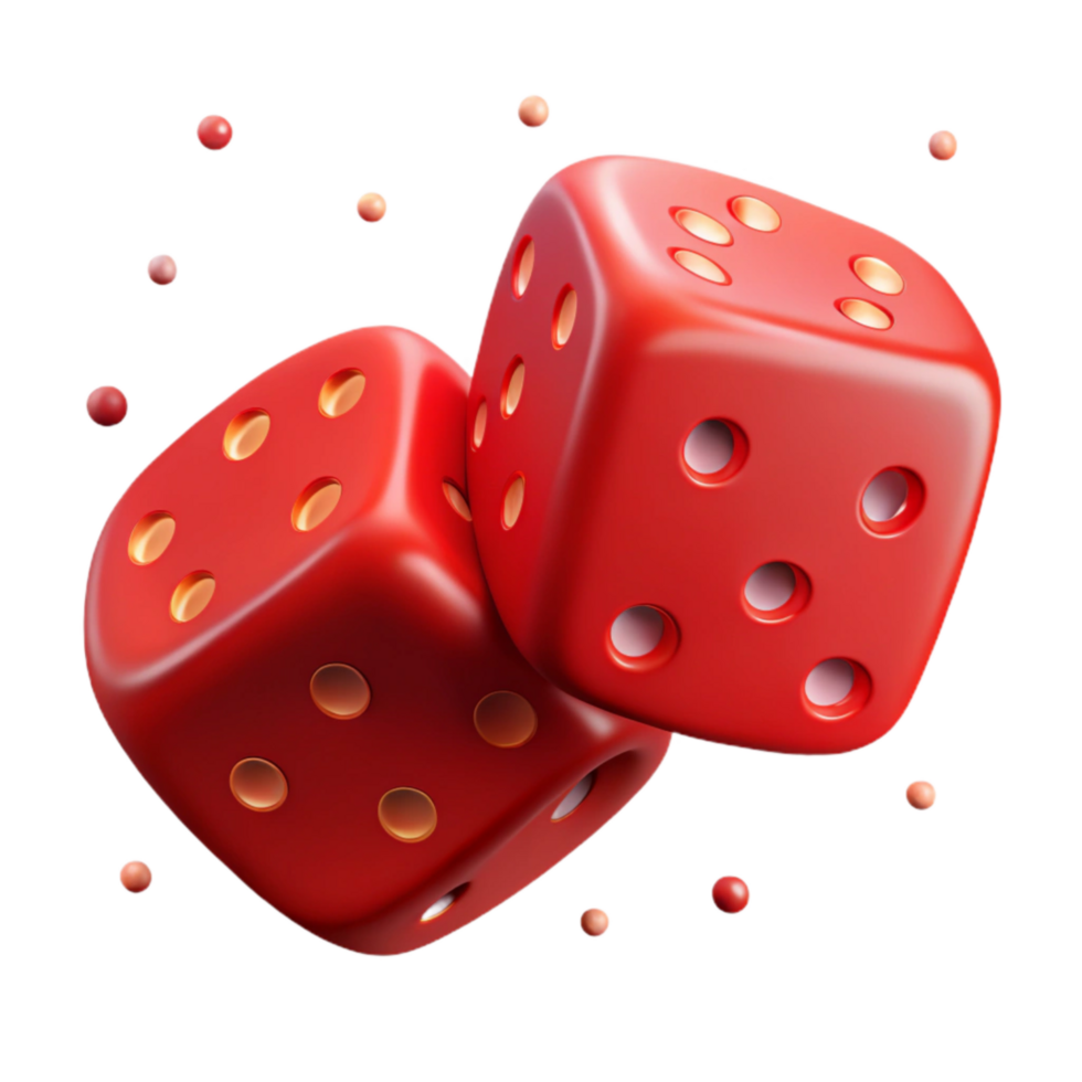 beautiful vintage Pair of Red Dice Showing Sixes Isolated on Transparent Background 4K png