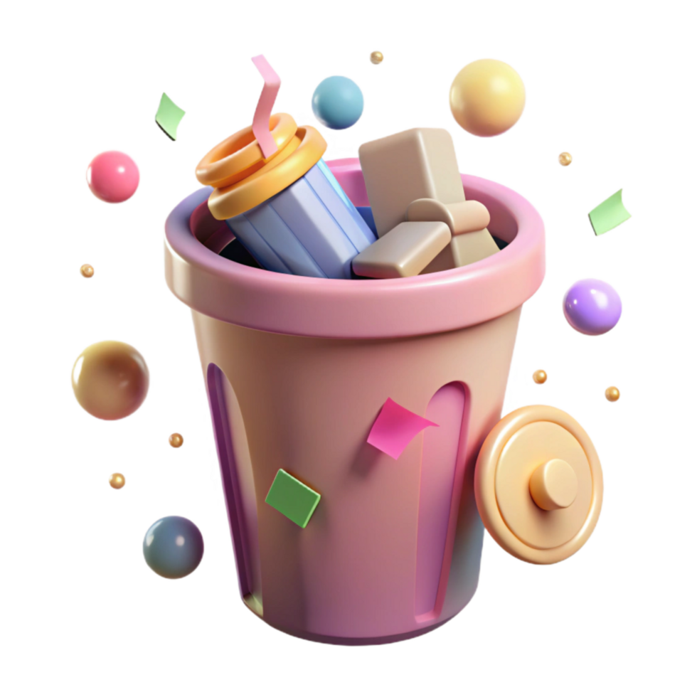 vibrant minimalist Recycle Bin Empty Clean Isolated professional png
