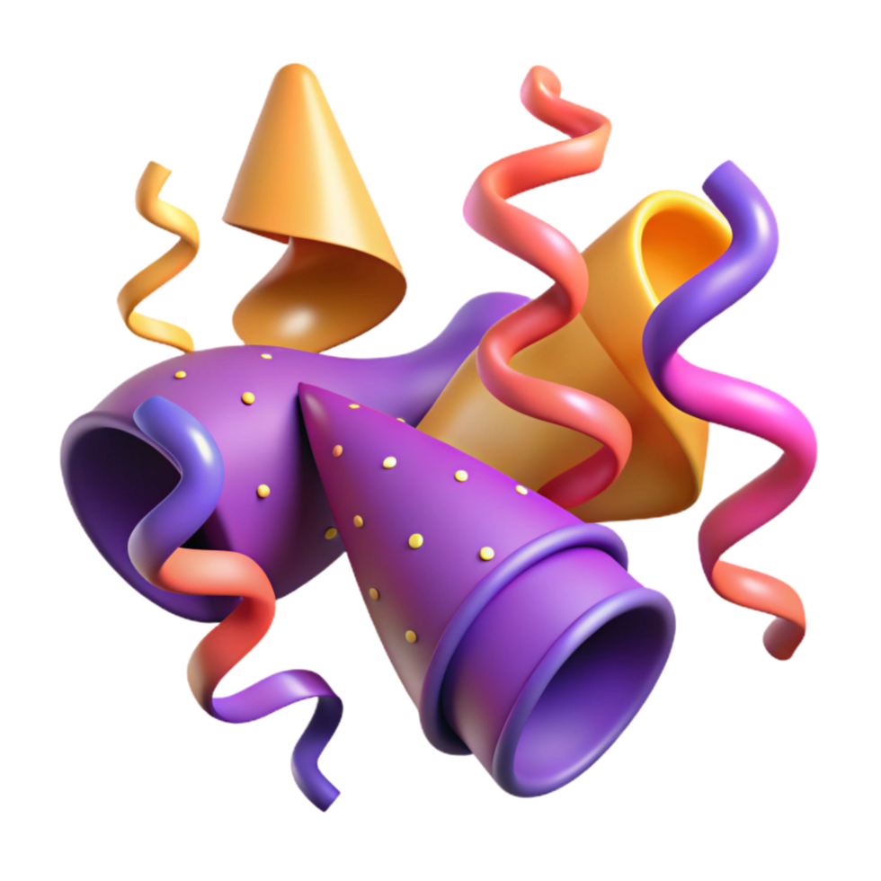 beautiful traditional Party Streamers Isolated with Curly Shape exclusive png