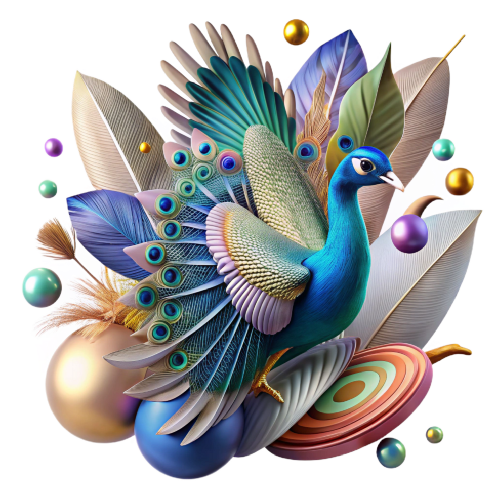 beautiful vintage Peacock in Flight Isolated Vibrant Plumage original png