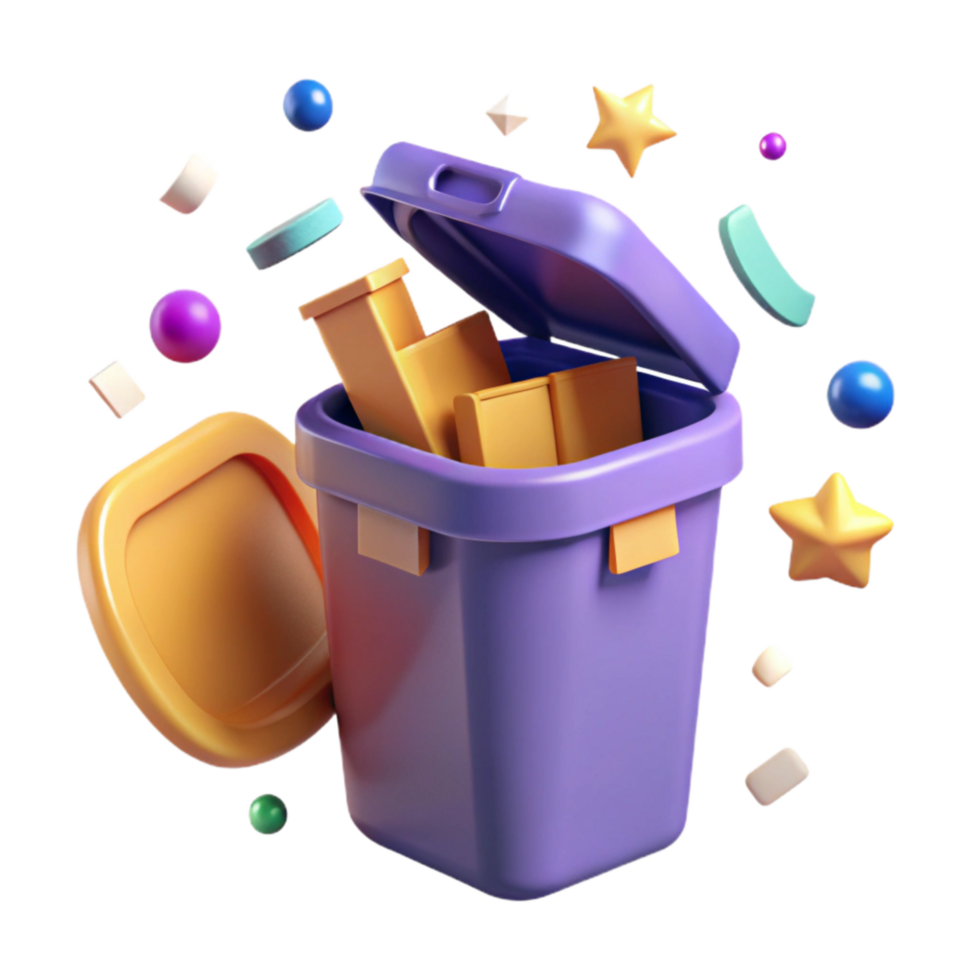 serene traditional Recycling Bin with Lid Open Isolated Element genuine png
